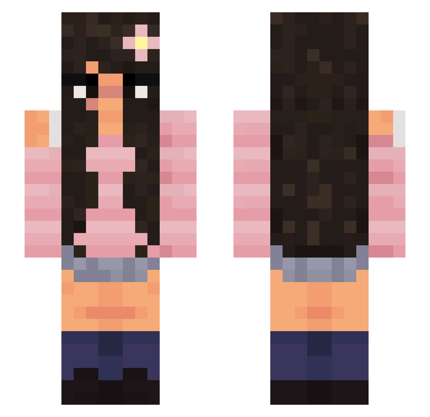 Tuisster Minecraft skin, front and back view
