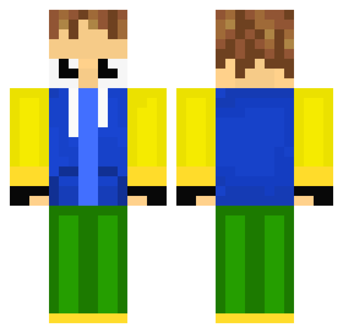 JMidas Minecraft skin, front and back view