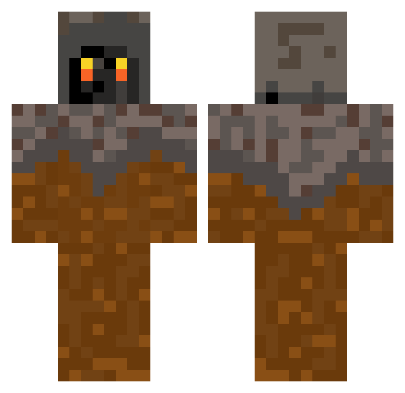 Torchbearer Minecraft skin, front and back view