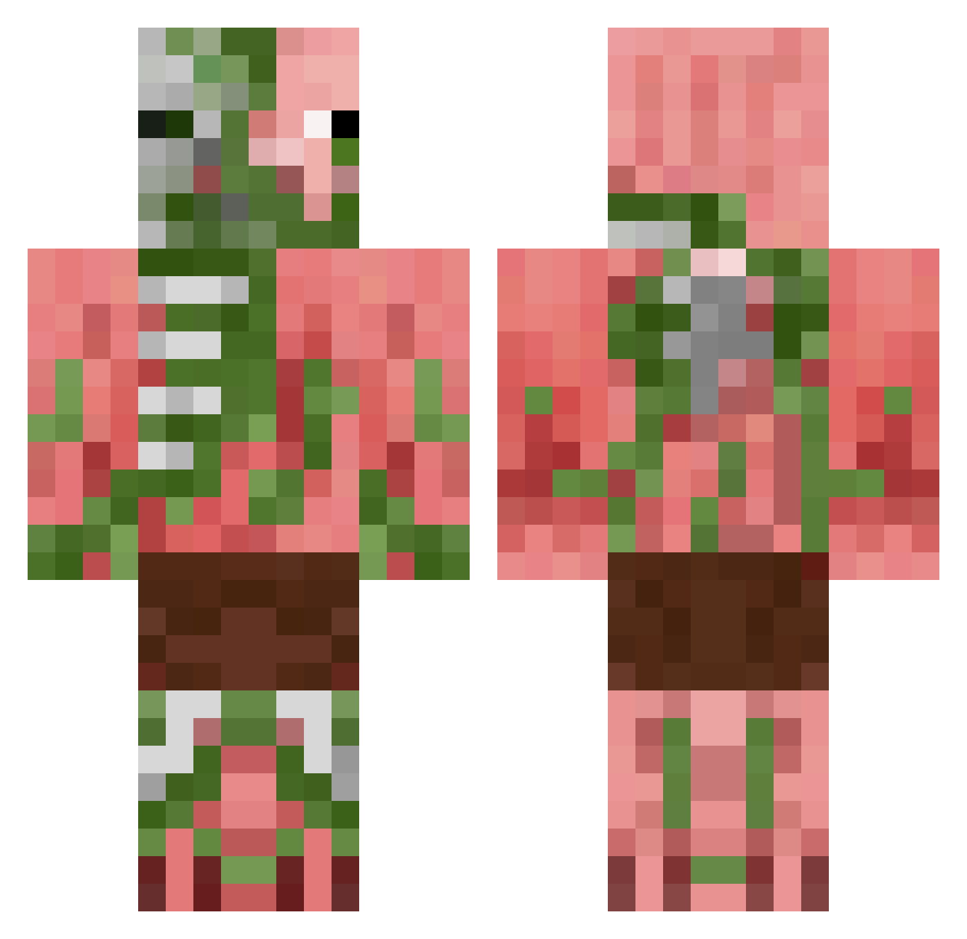 Joedestructo Minecraft skin, front and back view