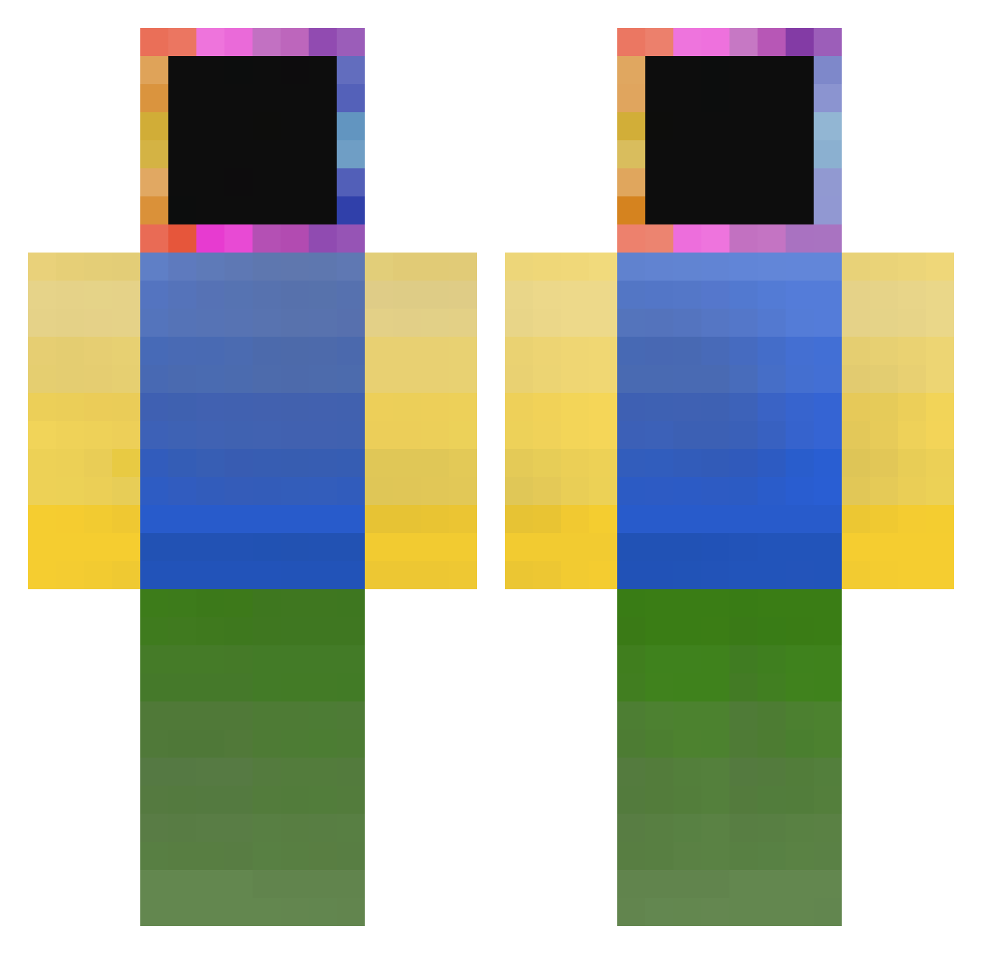 EndeSpore Minecraft skin, front and back view