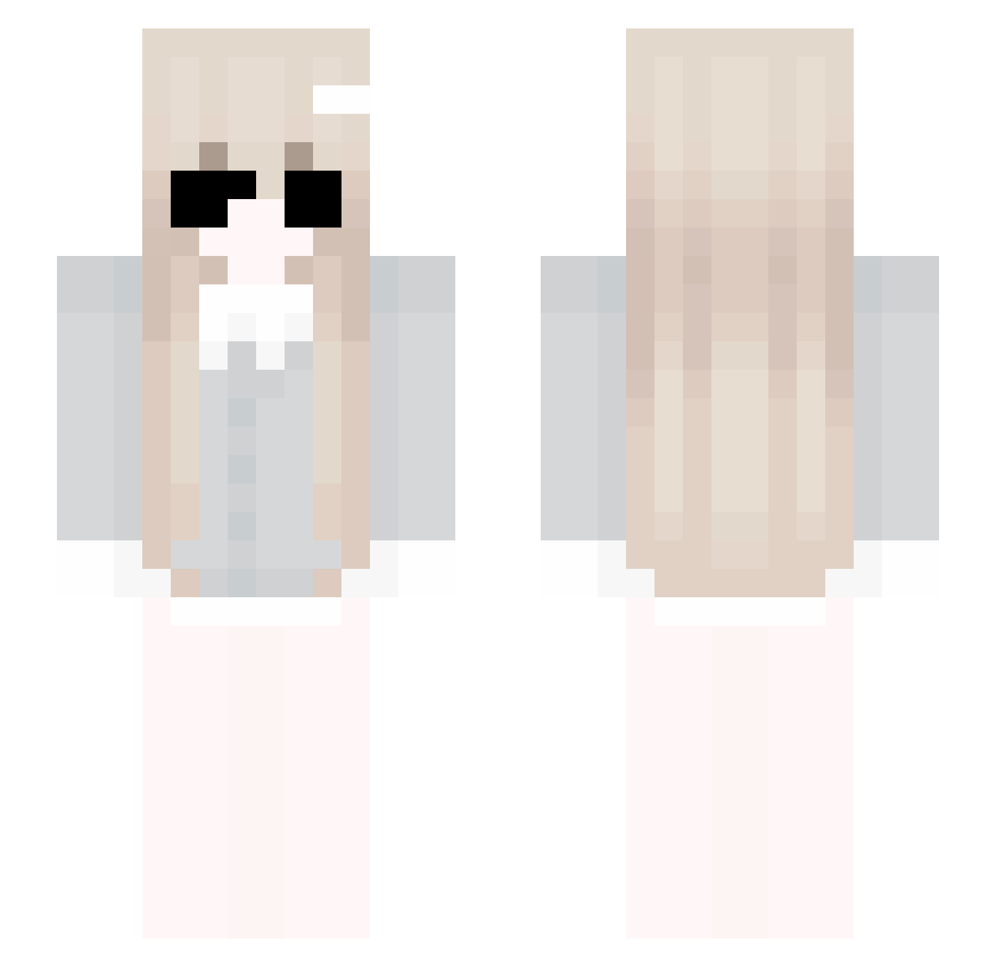 sheds Minecraft skin, front and back view