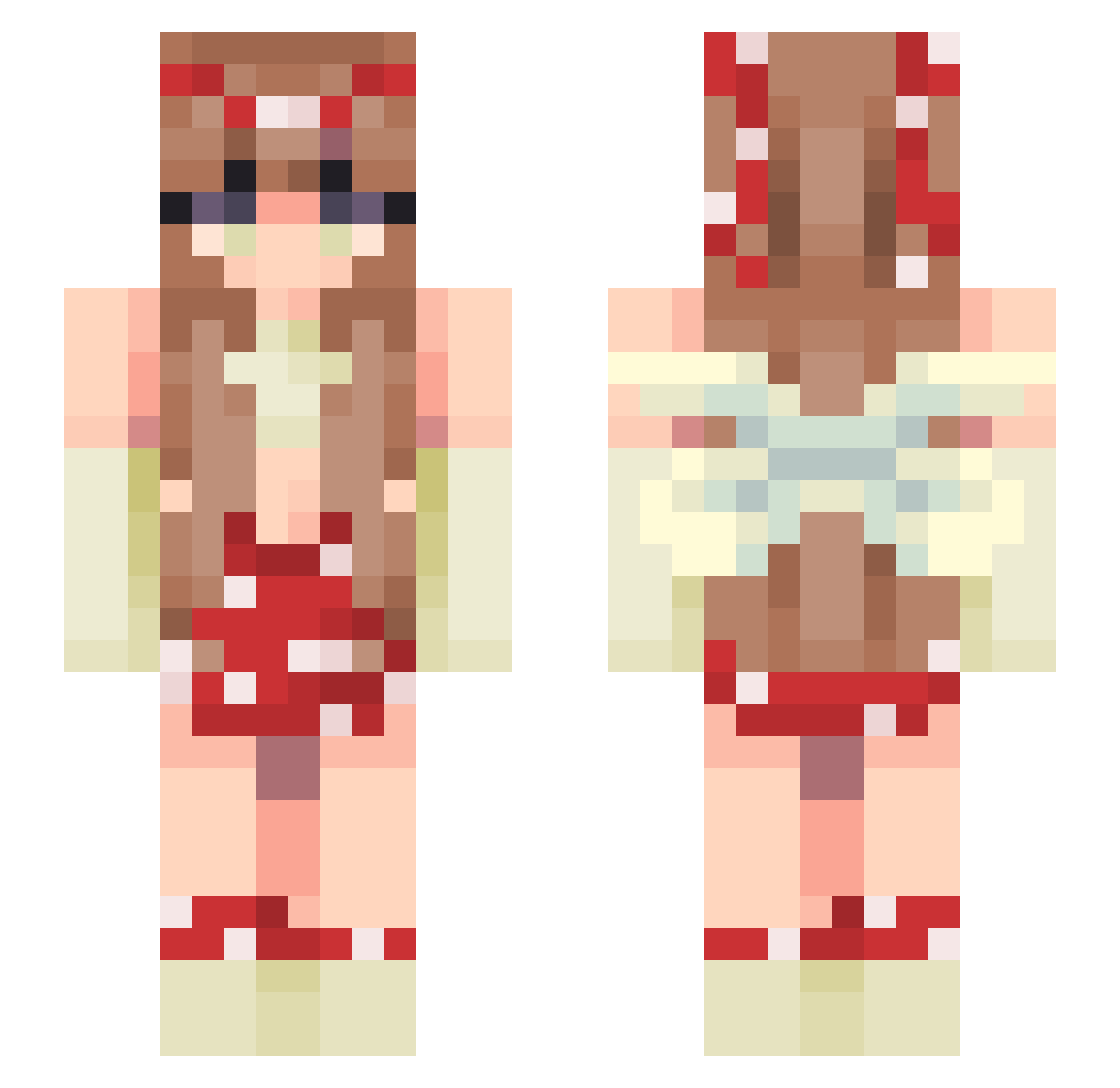 Insanica Minecraft skin, front and back view