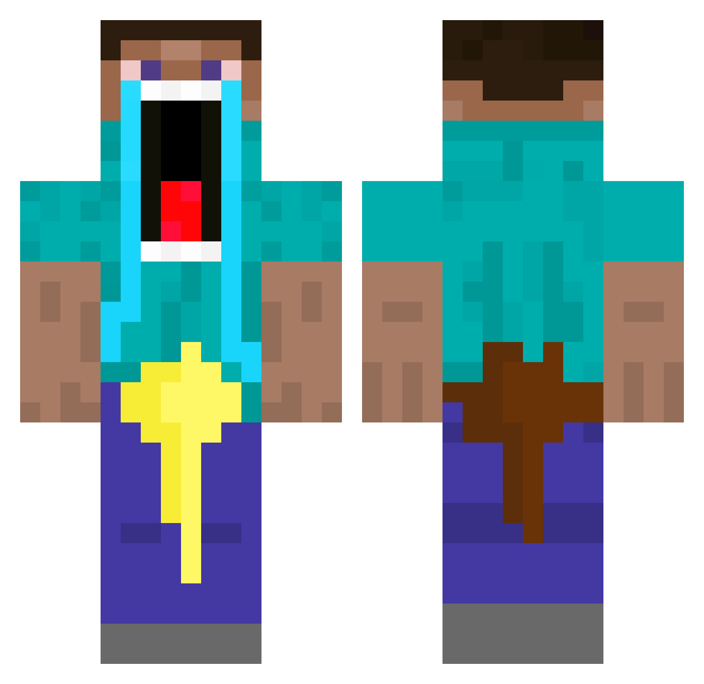 BillygoneSilly Minecraft skin, front and back view