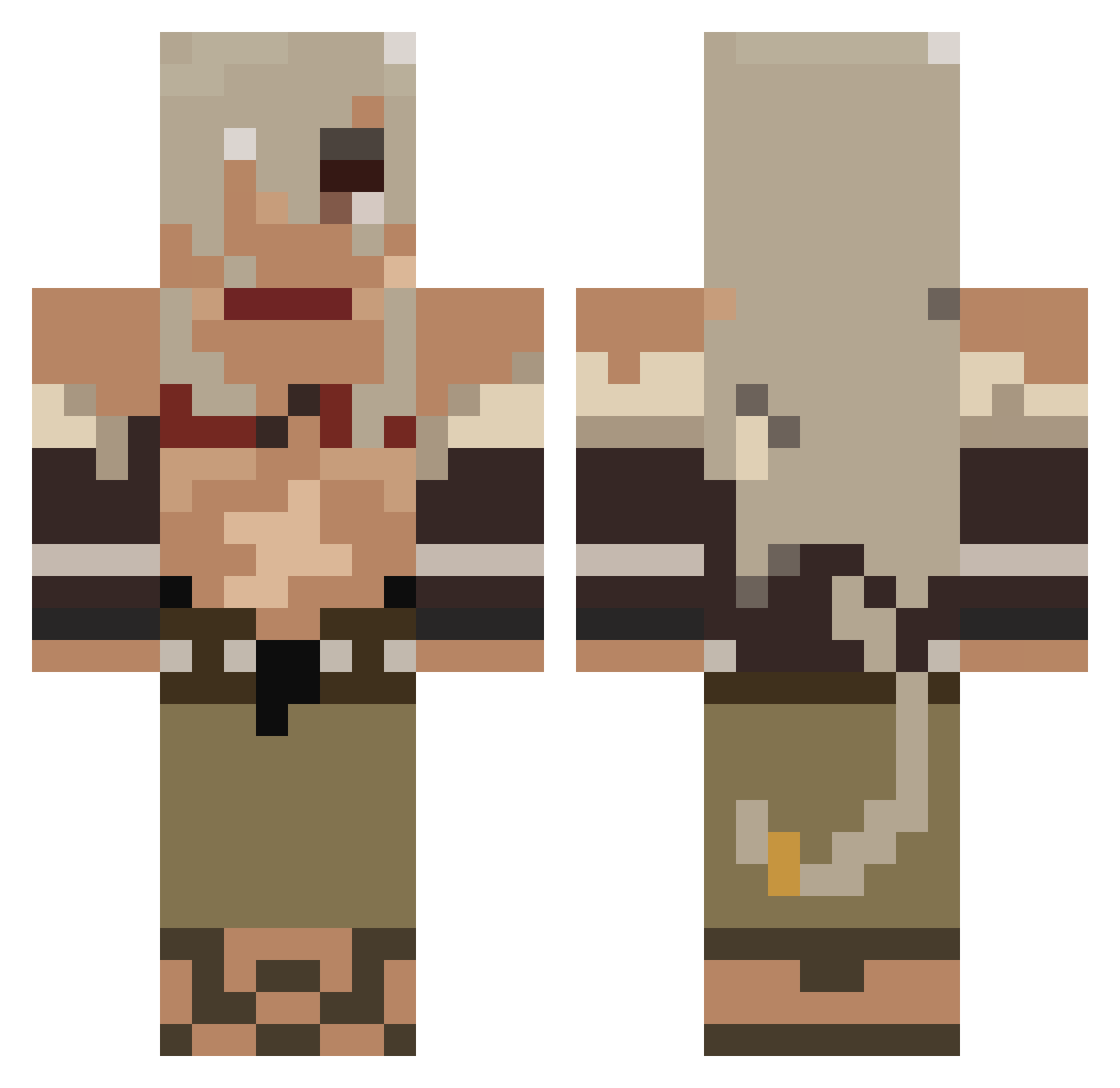 xokoi Minecraft skin, front and back view