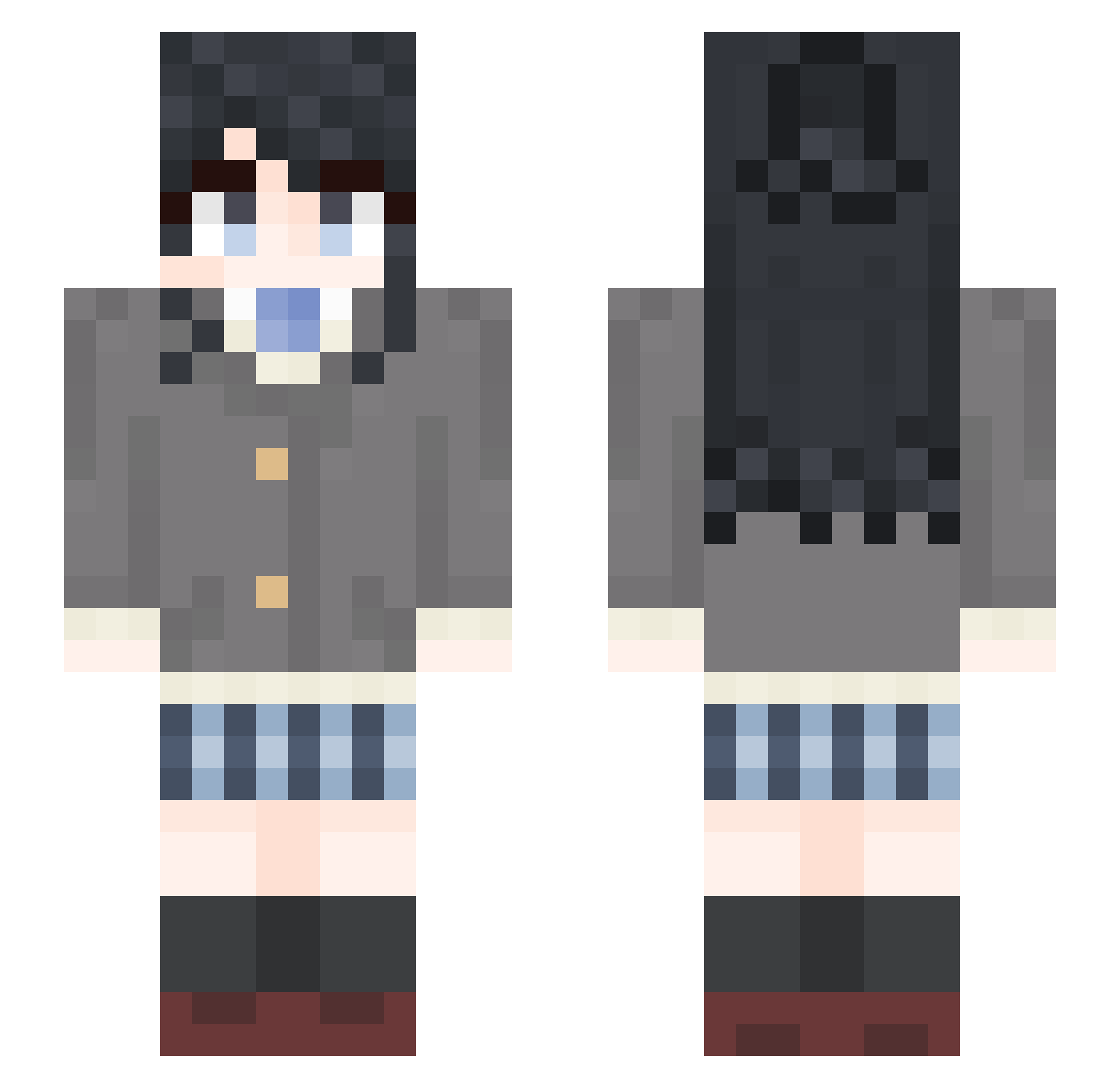 kazano__hiori Minecraft skin, front and back view