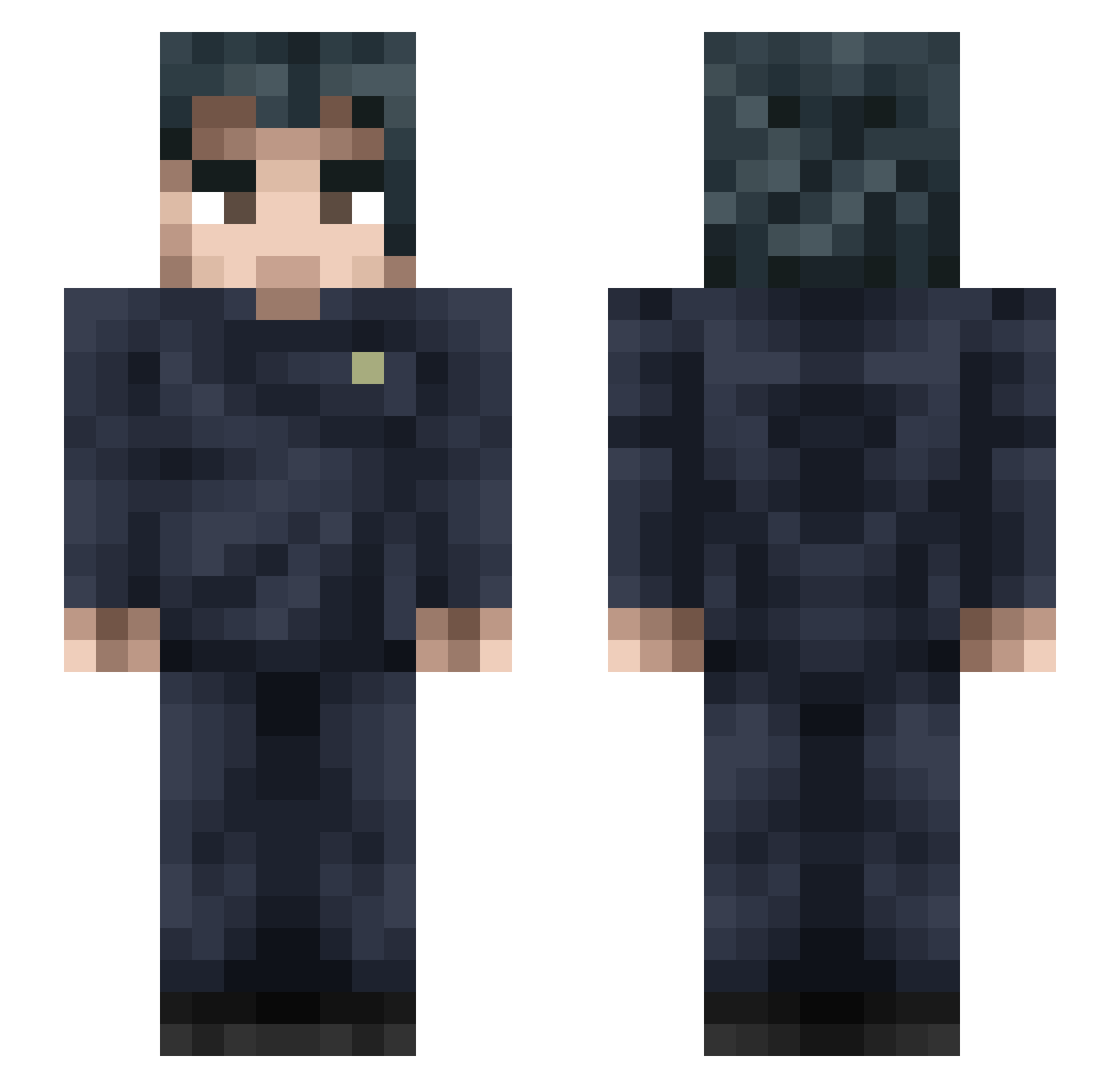 MoreMeteor Minecraft skin, front and back view