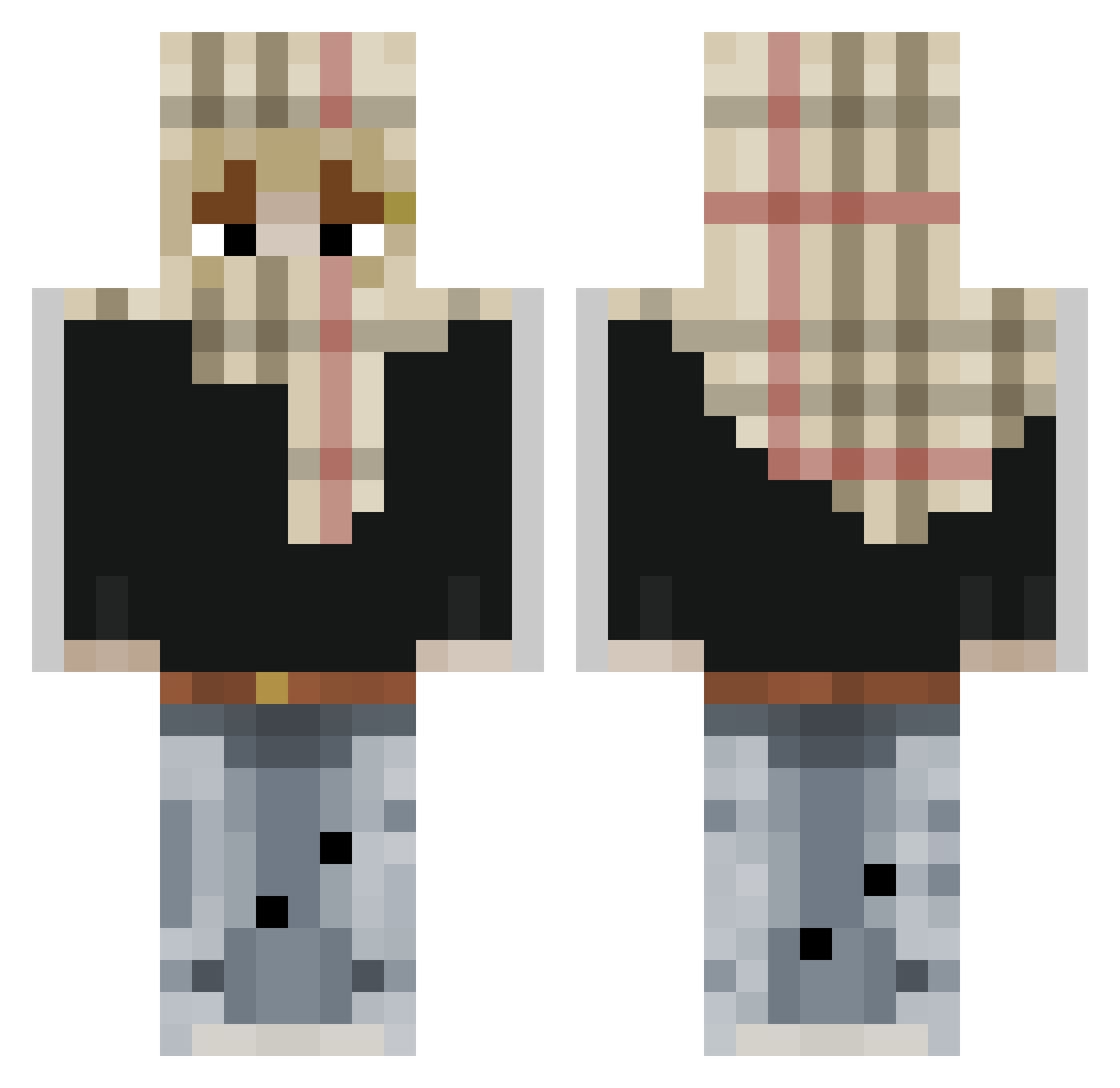 tiredSerb Minecraft skin, front and back view