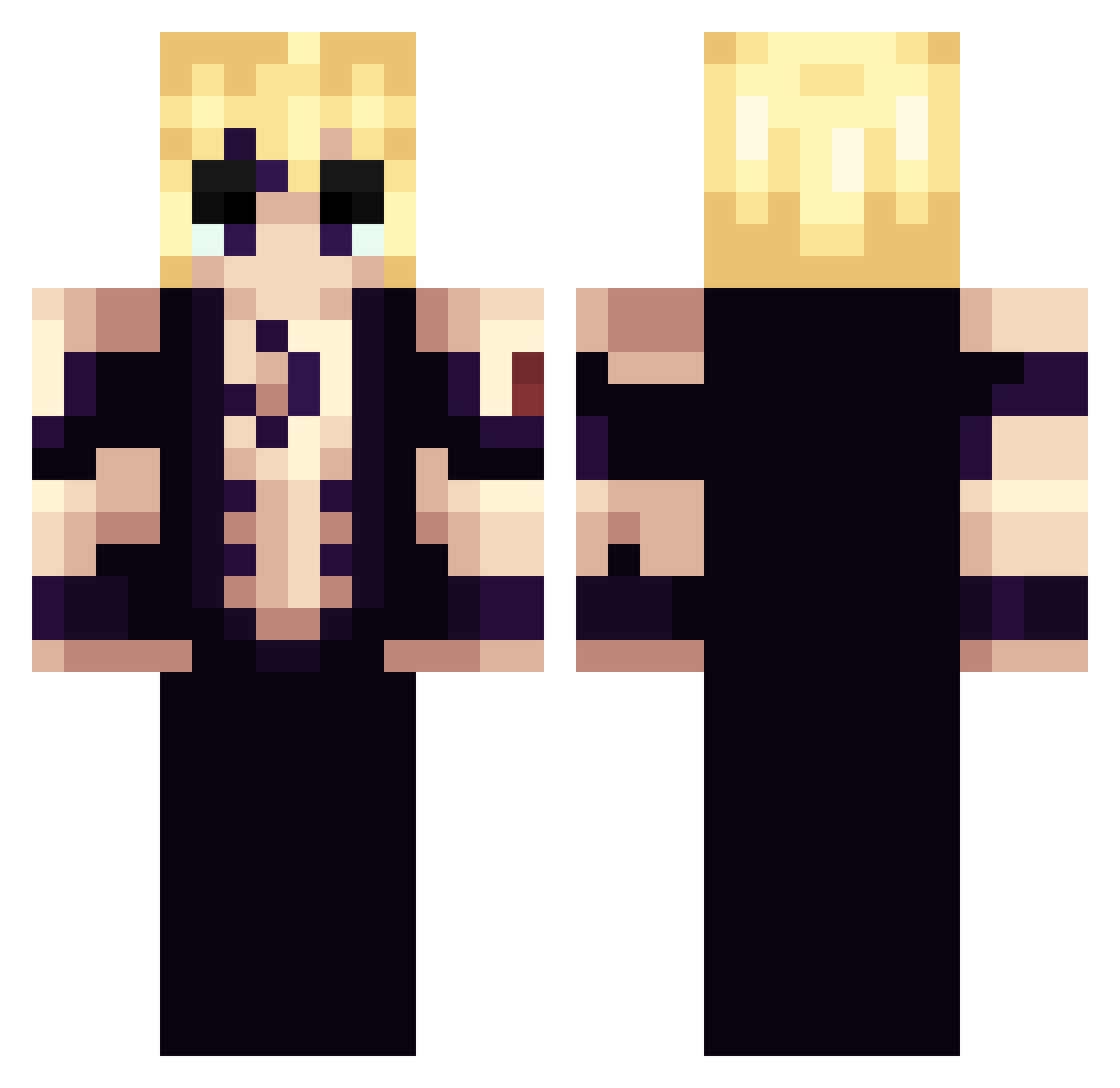 Zarkrey Minecraft skin, front and back view