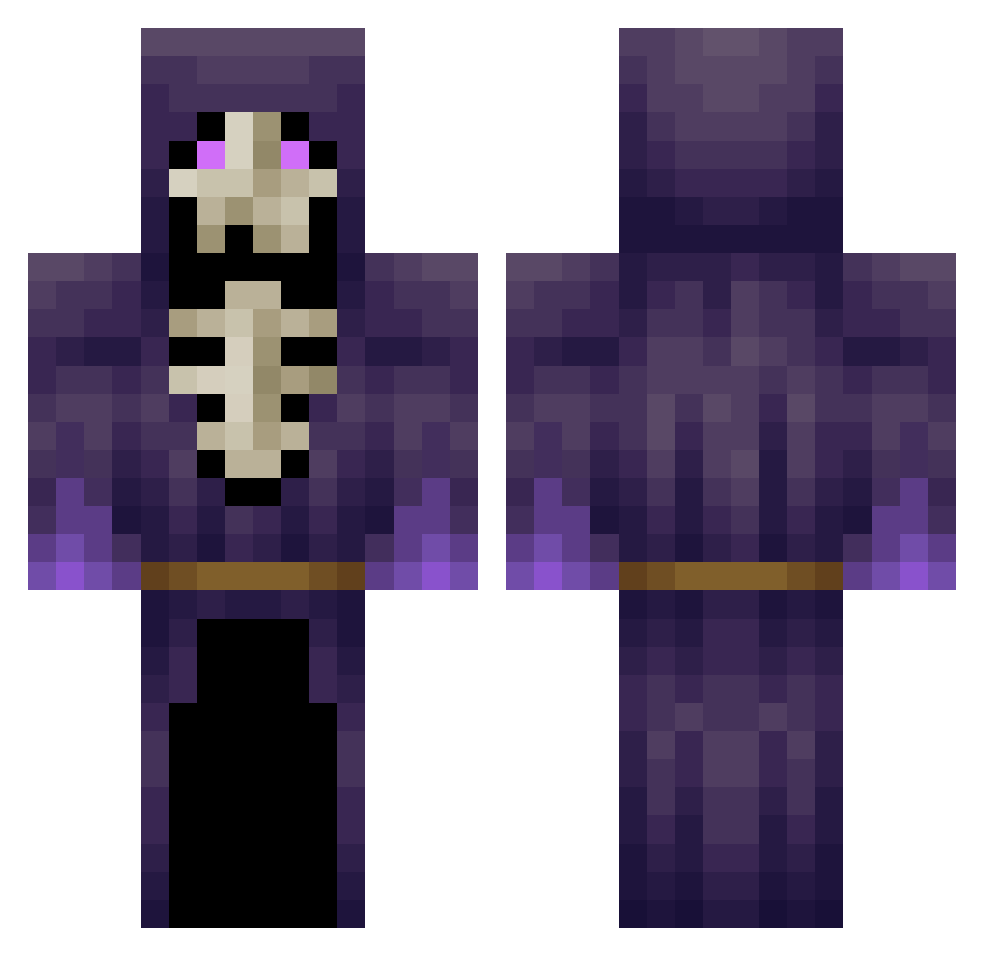 Sycth Minecraft skin, front and back view
