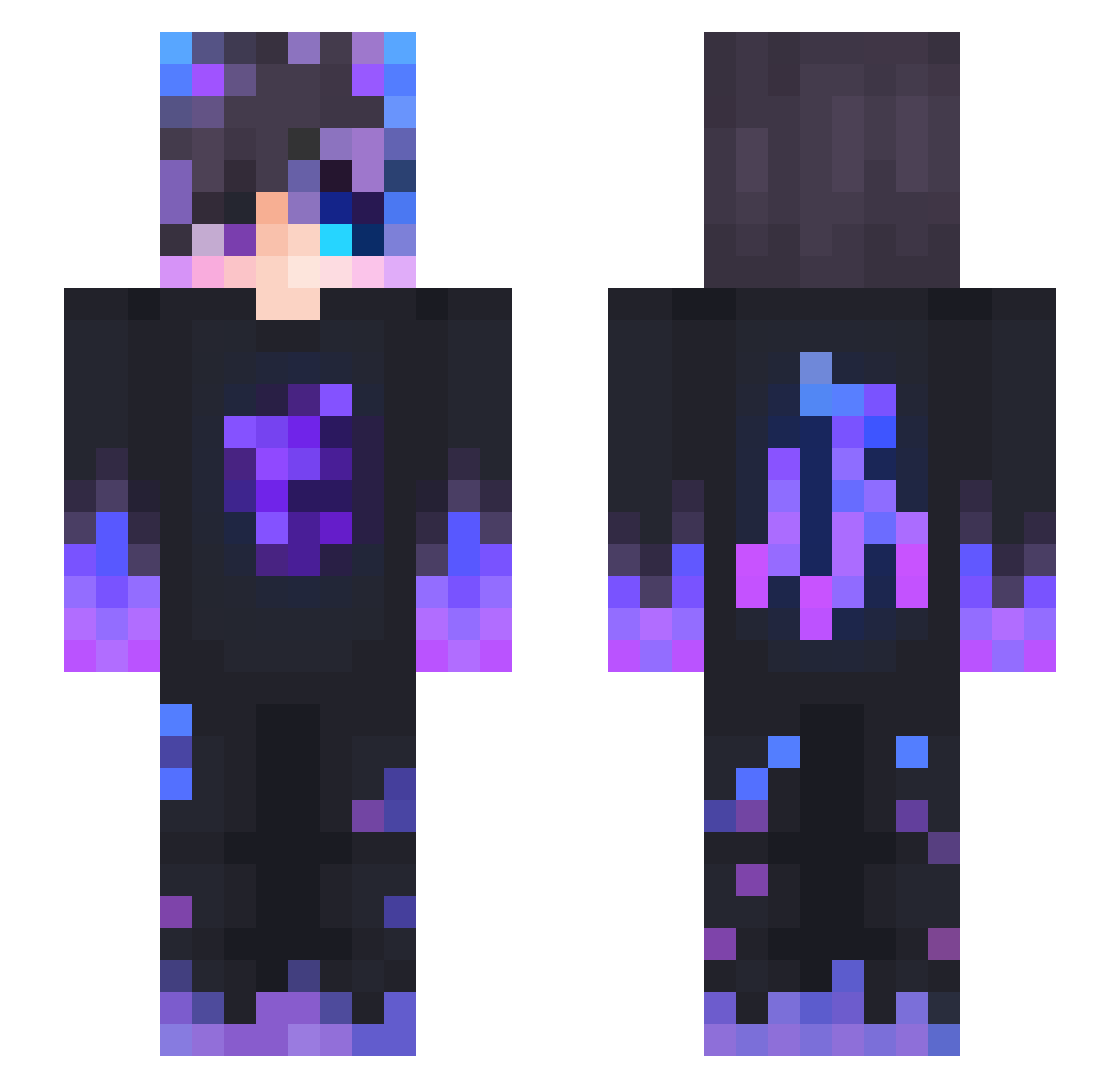 V0idedXD Minecraft skin, front and back view