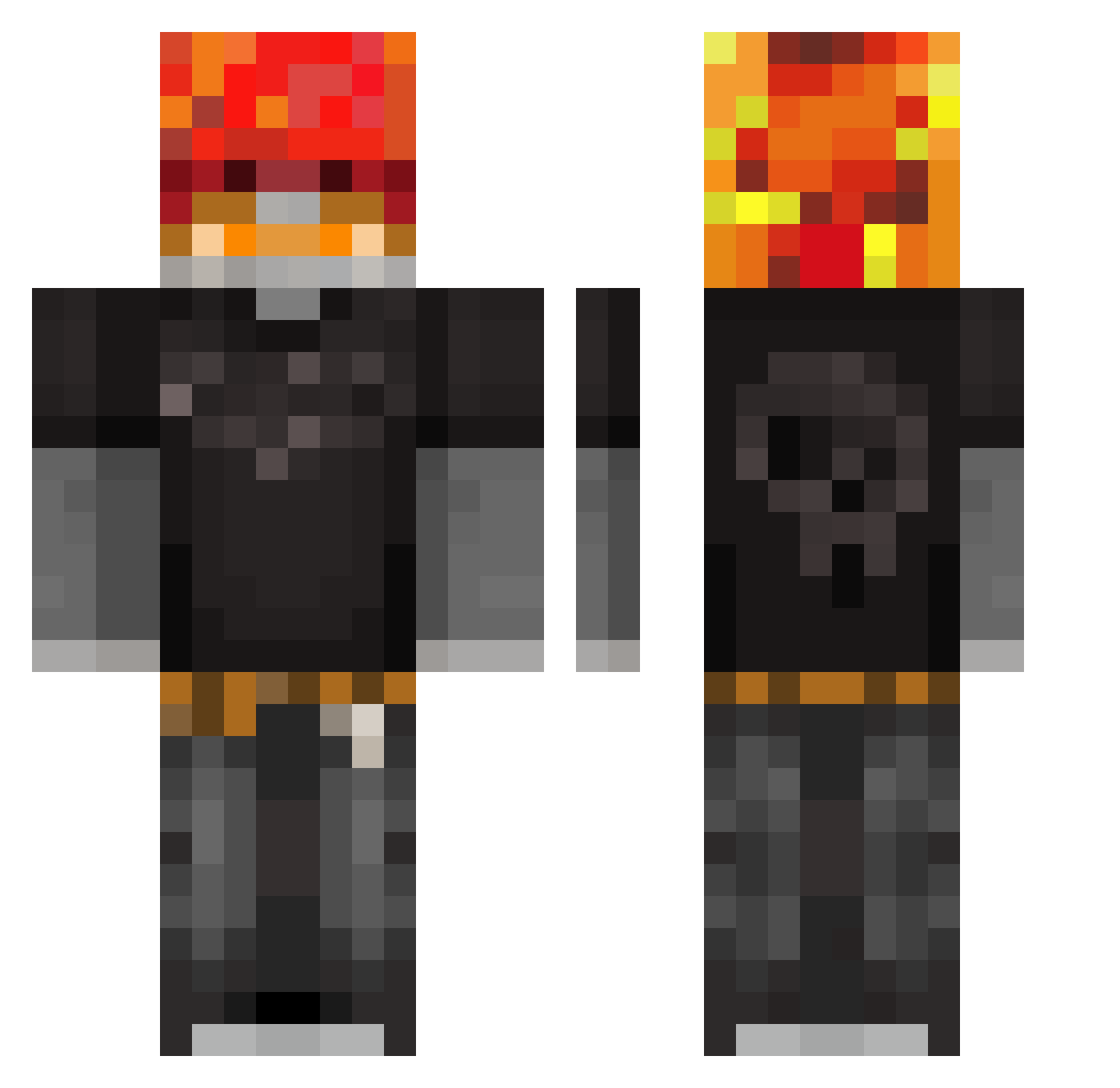 DiamondPug93 Minecraft skin, front and back view