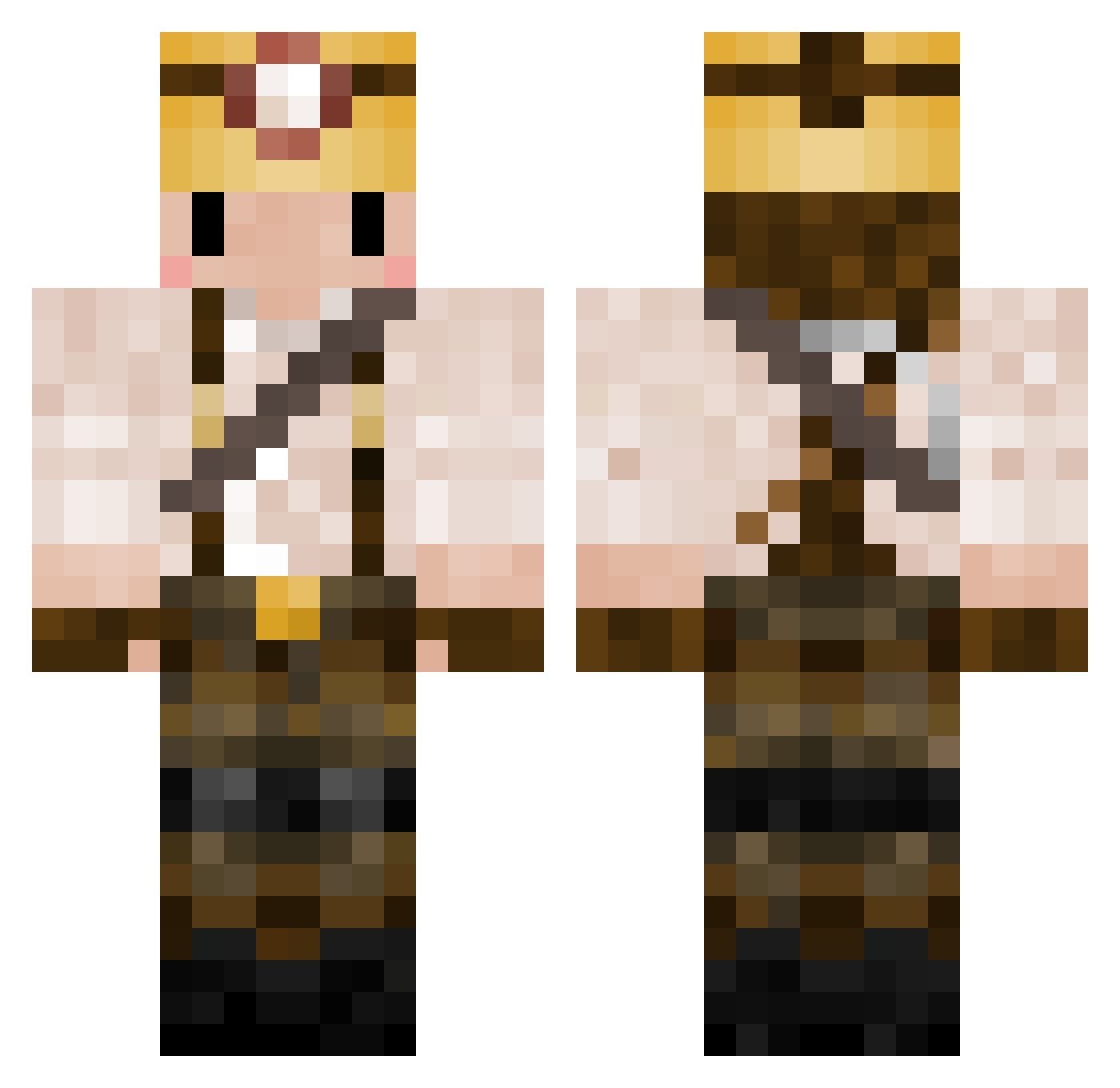 Emycraft Minecraft skin, front and back view