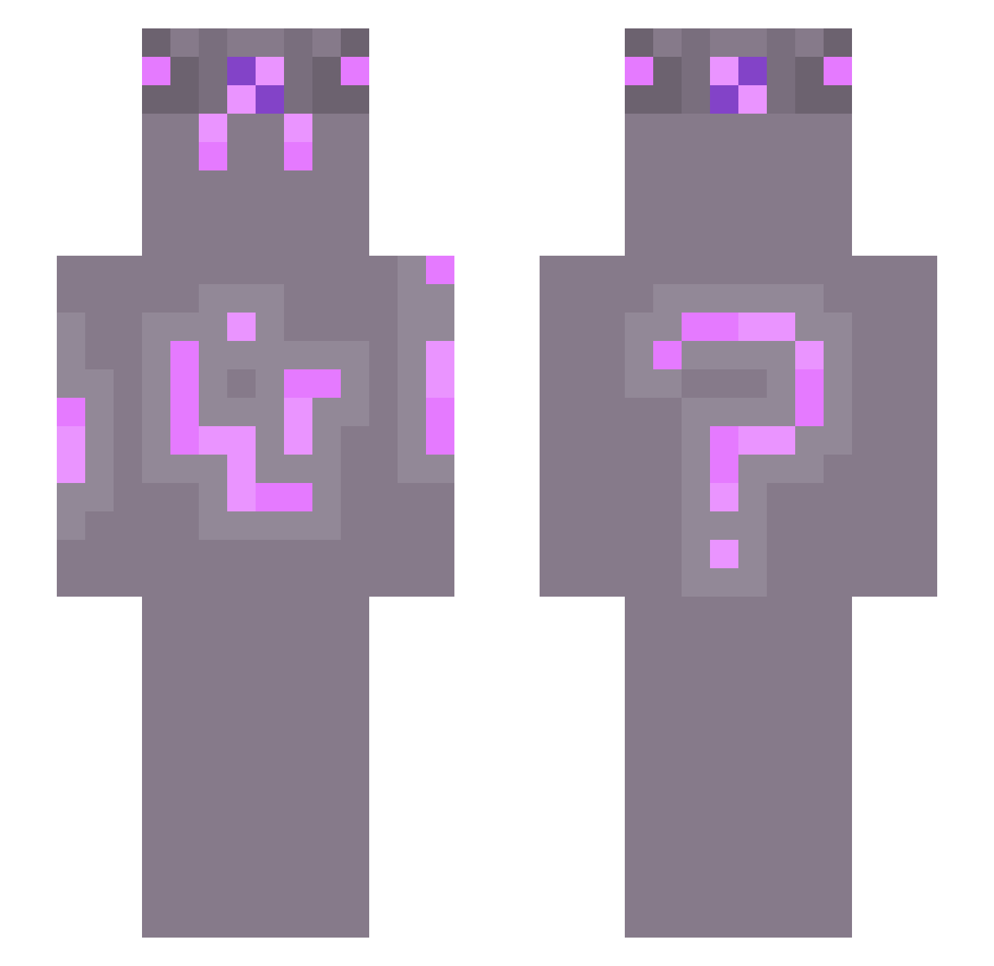 Catspire Minecraft skin, front and back view