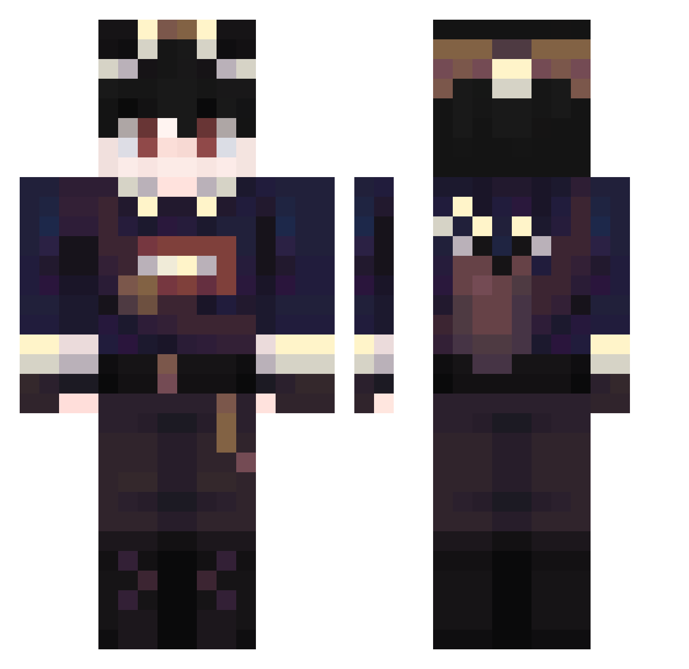 Edvarder Minecraft skin, front and back view