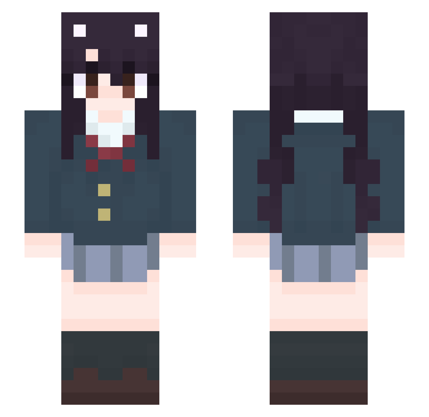 shiraari Minecraft skin, front and back view