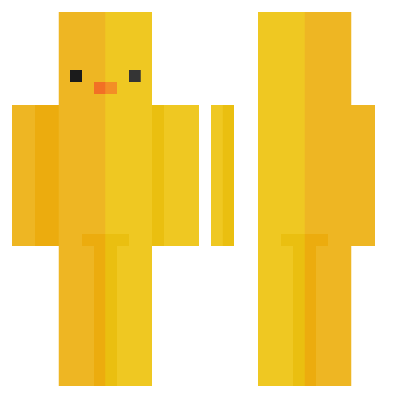 Waevd Minecraft skin, front and back view