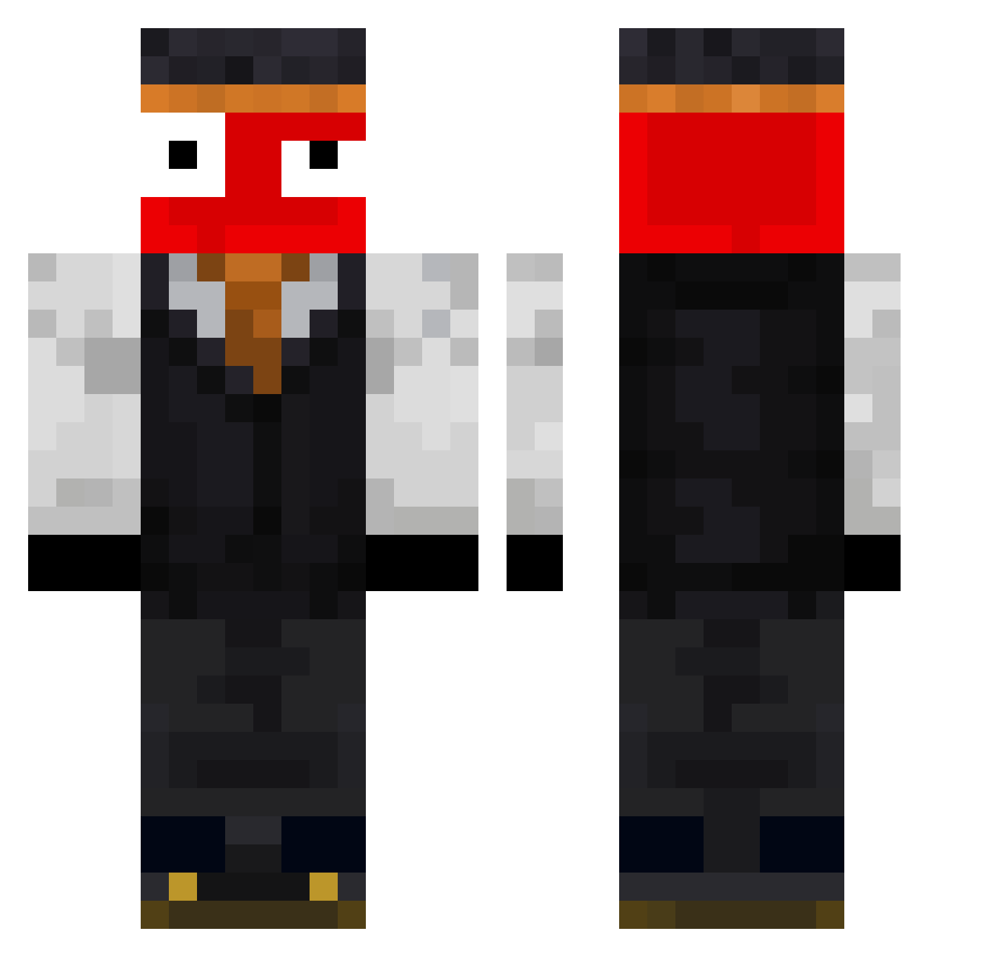 Rarevogel76 Minecraft skin, front and back view