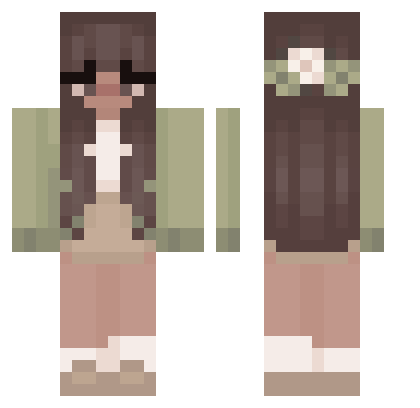 sharona Minecraft skin, front and back view