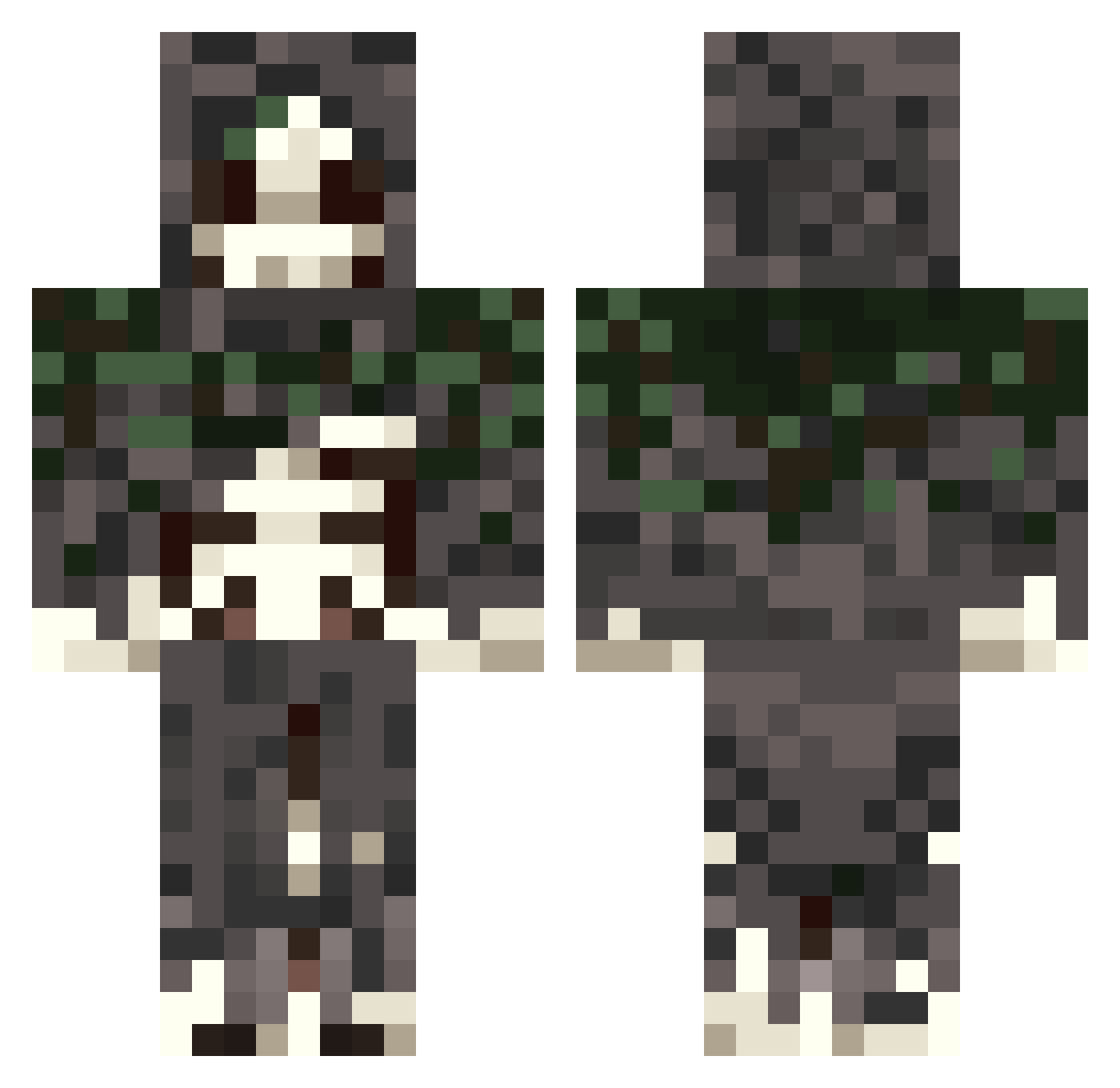 Unknown58080 Minecraft skin, front and back view