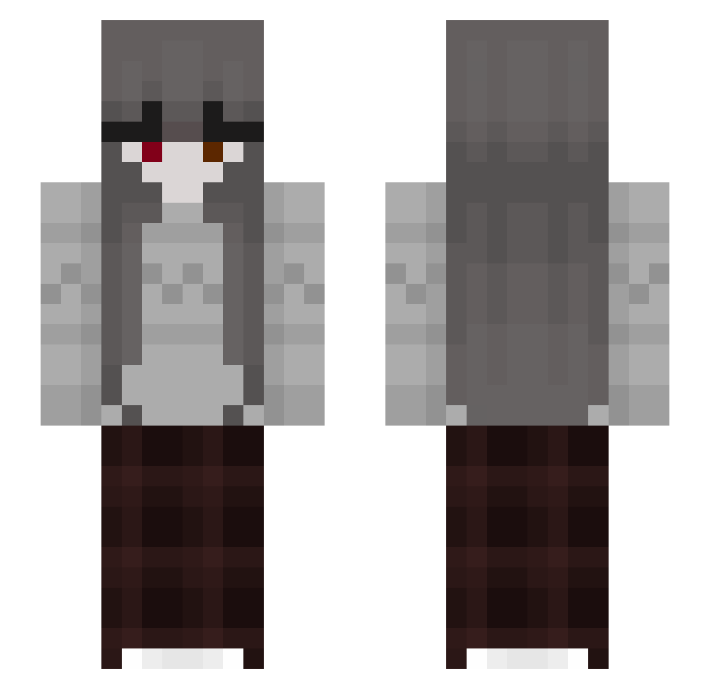 bw1s Minecraft skin, front and back view