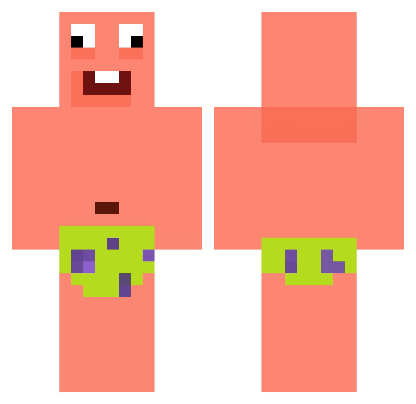 Soakes Minecraft skin, front and back view