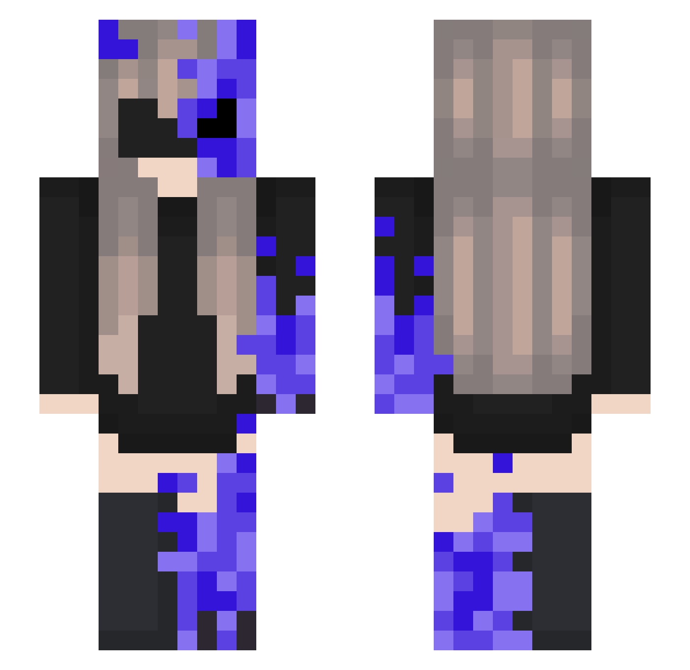 Pinpointing Minecraft skin, front and back view