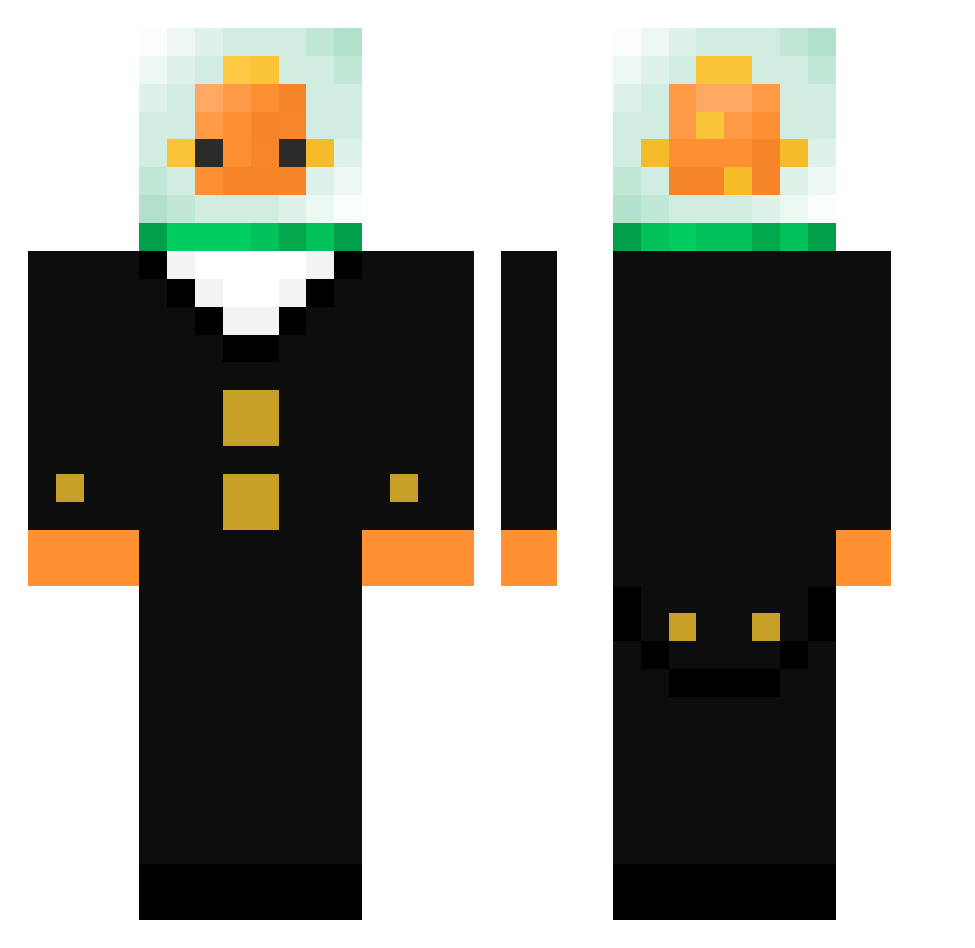 Hotfish9 Minecraft skin, front and back view