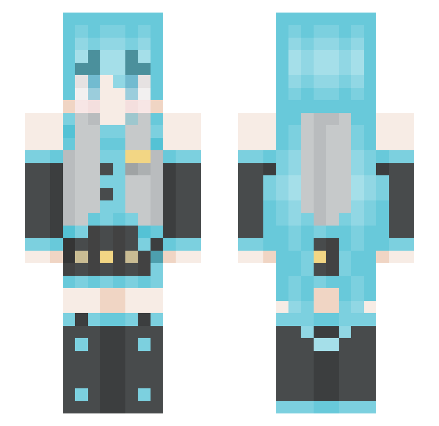 Spwishka Minecraft skin, front and back view