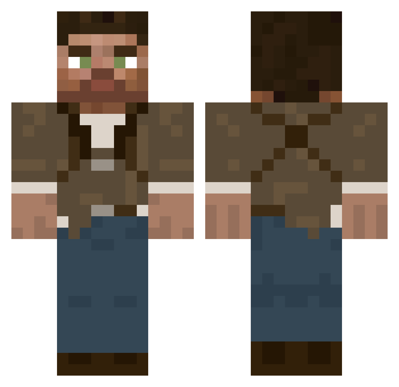 Expedient Minecraft skin, front and back view