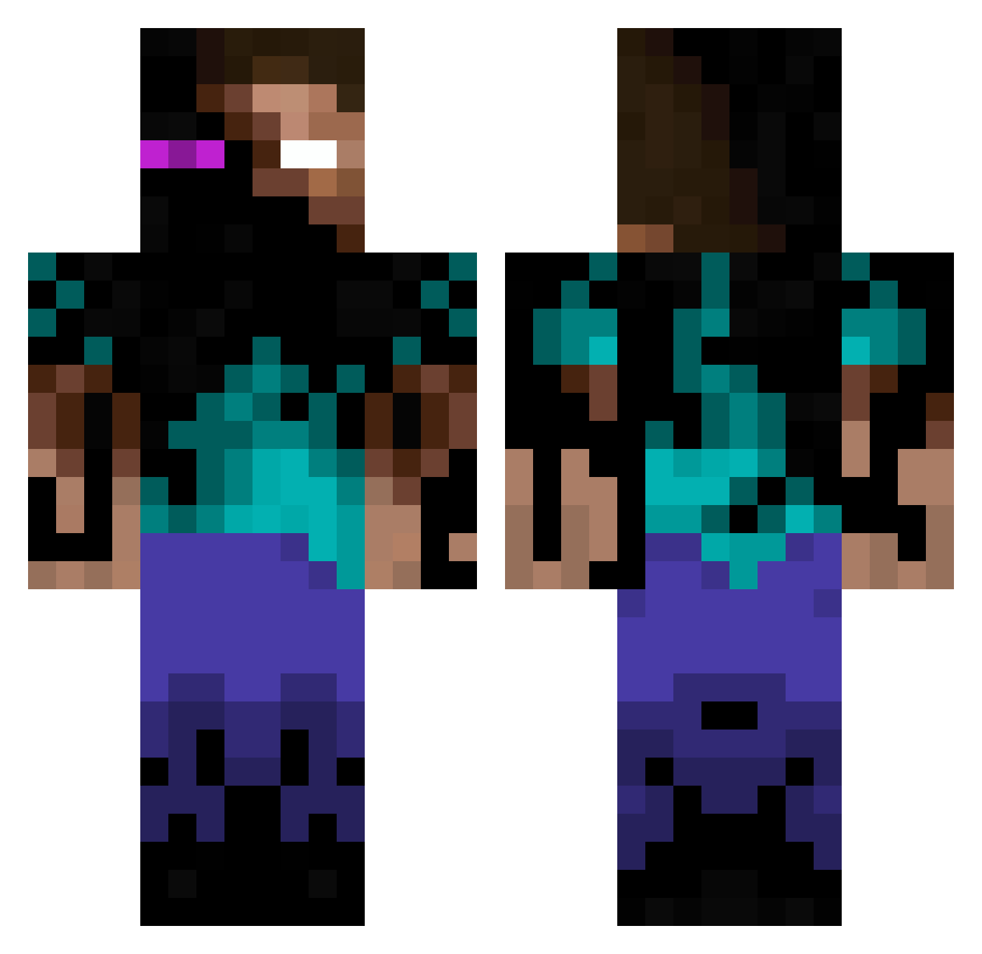 Taintless Minecraft skin, front and back view