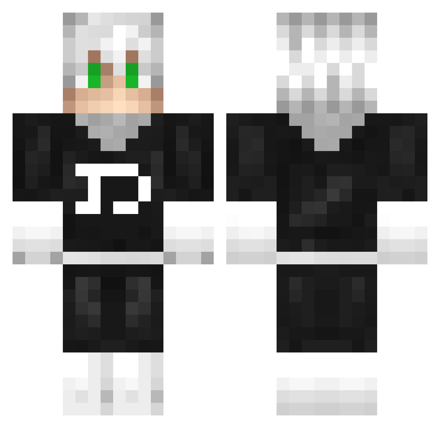 RaikFrex Minecraft skin, front and back view