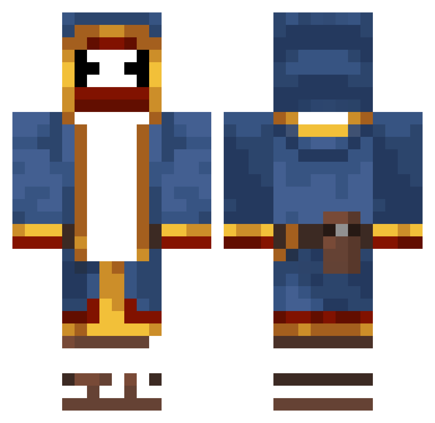 Marshgosh Minecraft skin, front and back view