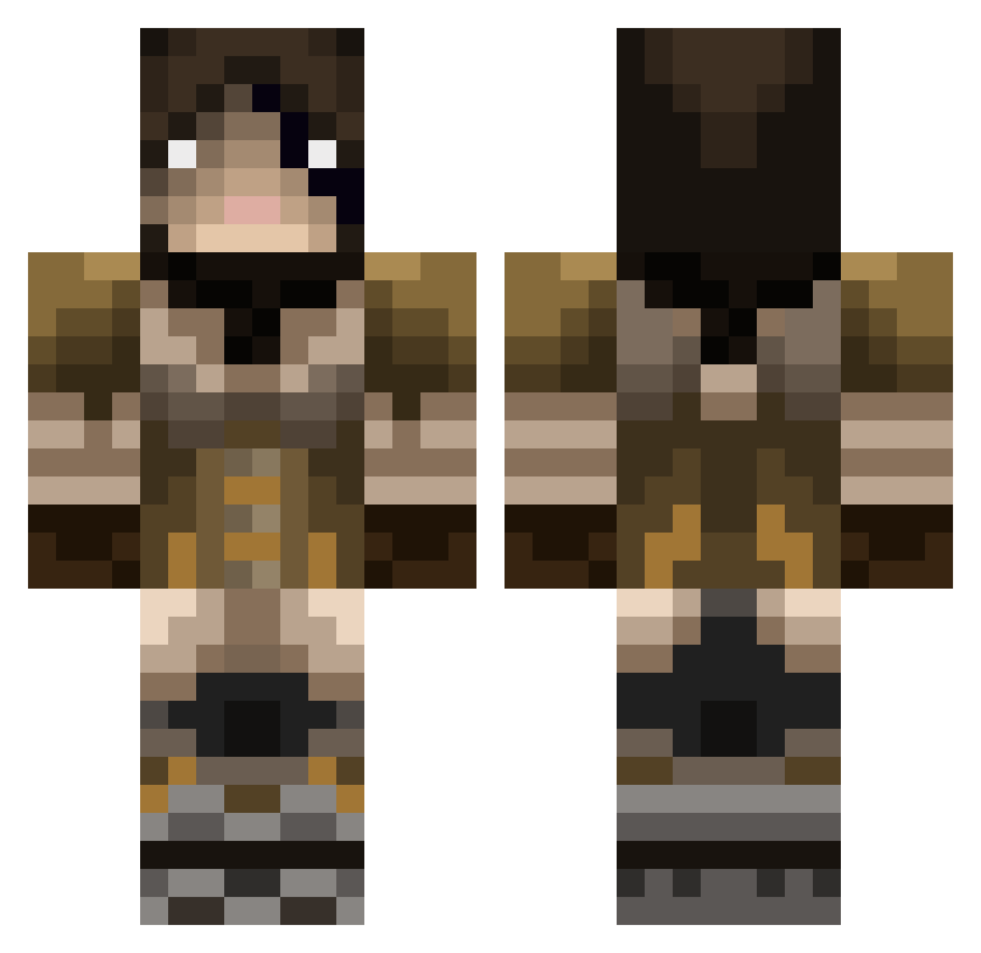 Triggers Minecraft skin, front and back view