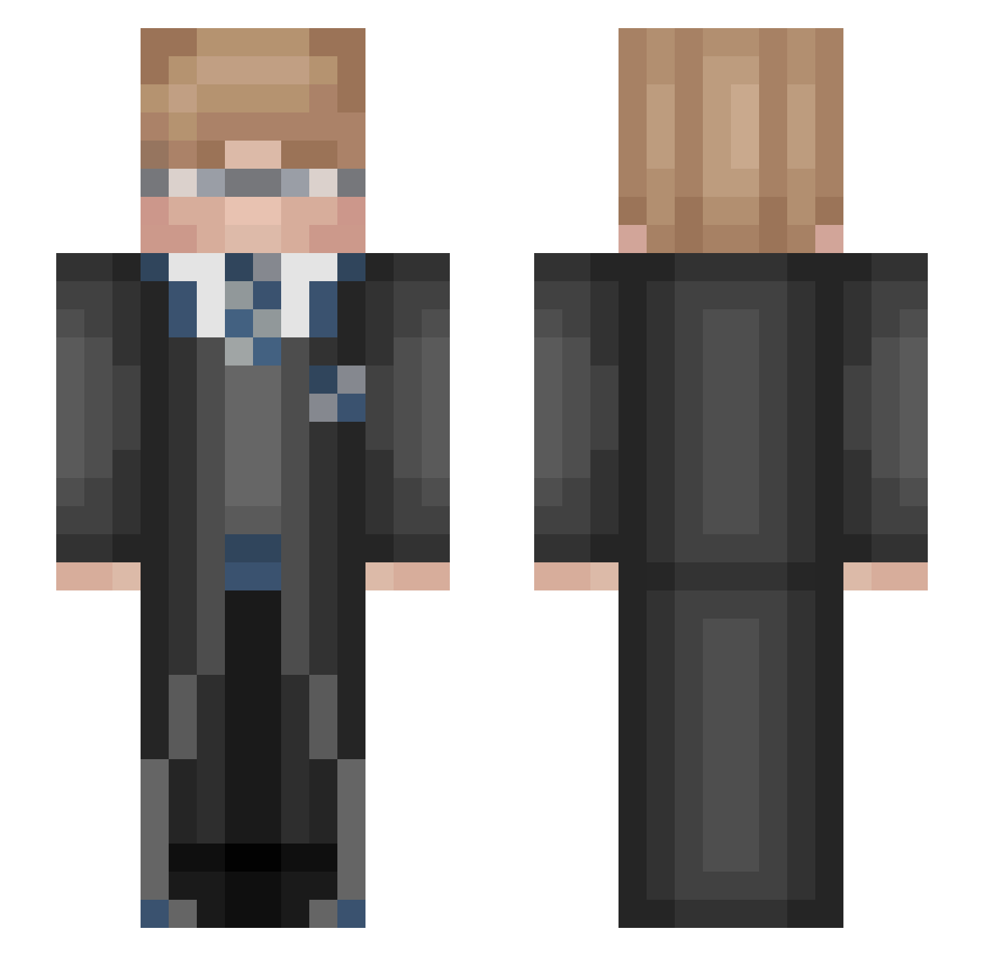 Erazost Minecraft skin, front and back view