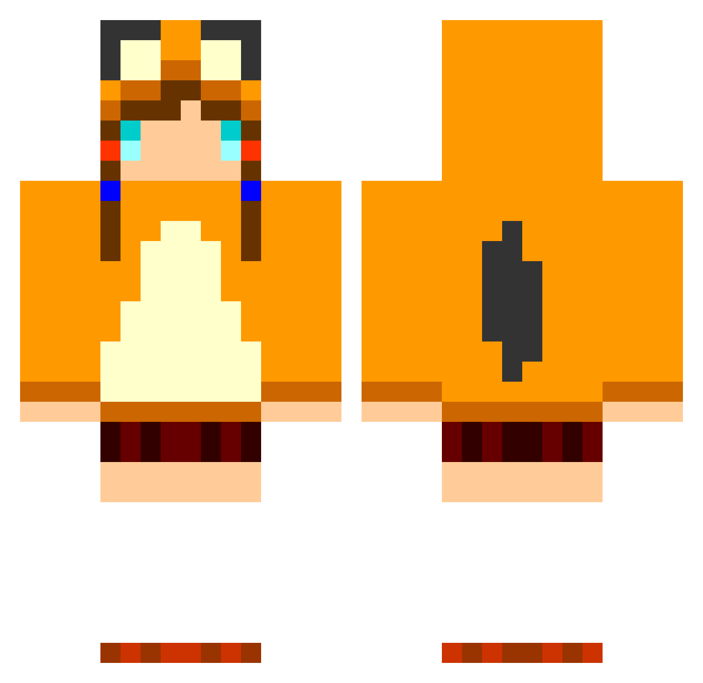 tetralogue Minecraft skin, front and back view