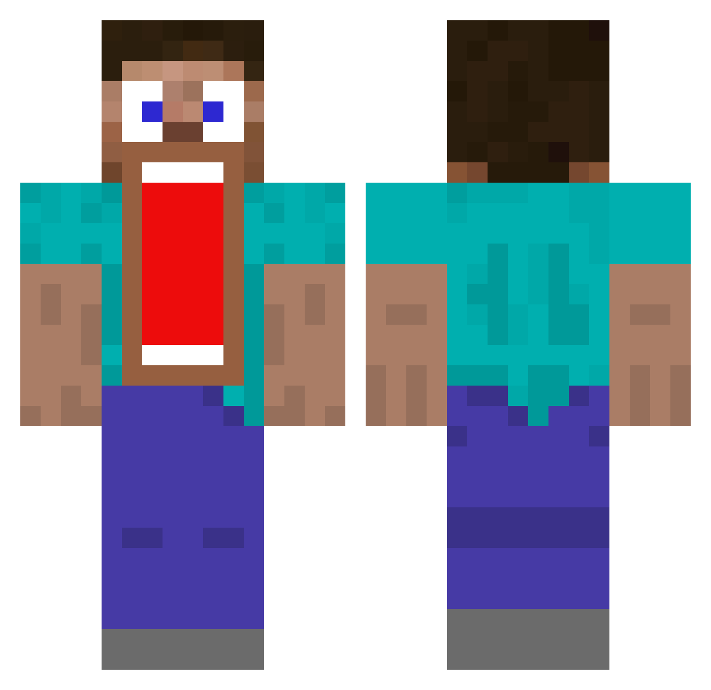 Moo586 Minecraft skin, front and back view