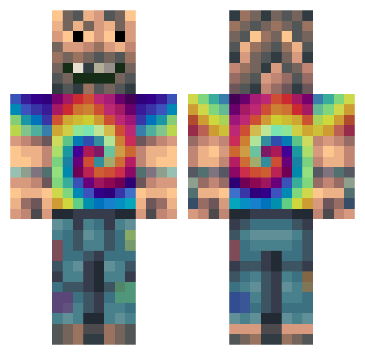 RebelSurvivorMan Minecraft skin, front and back view