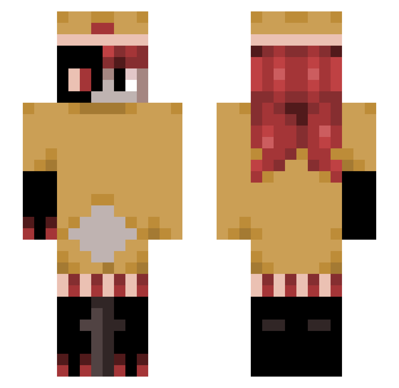 Voxelization Minecraft skin, front and back view