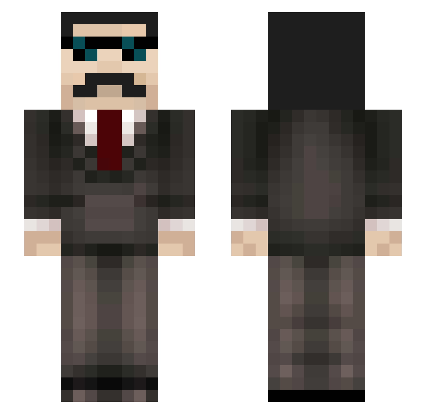 Reloaadz Minecraft skin, front and back view