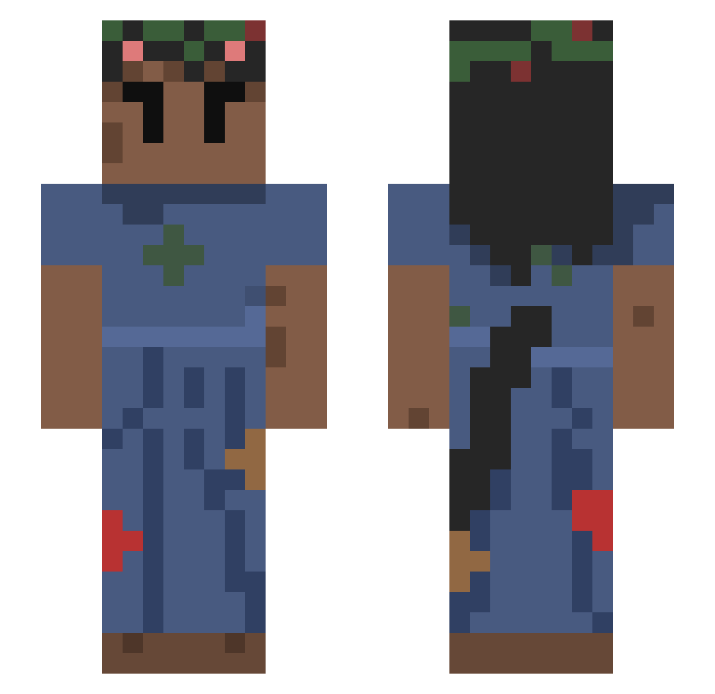 Lekcfwa Minecraft skin, front and back view