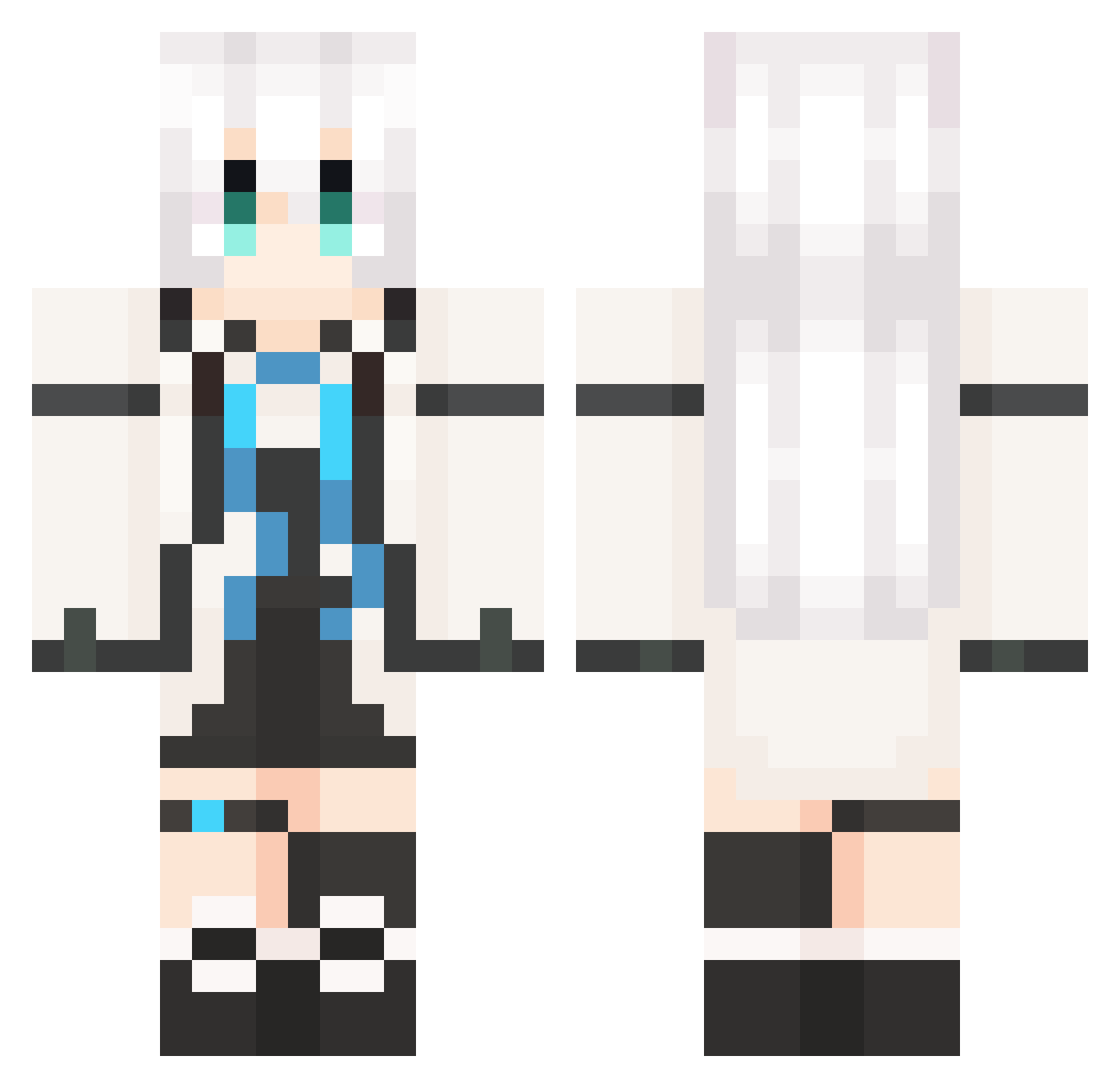 E1yzia Minecraft skin, front and back view