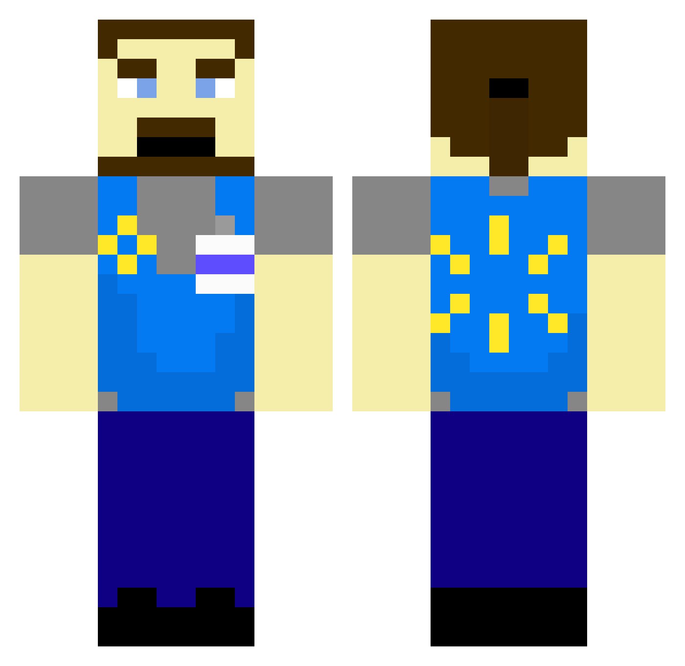 MidnightSnack21 Minecraft skin, front and back view
