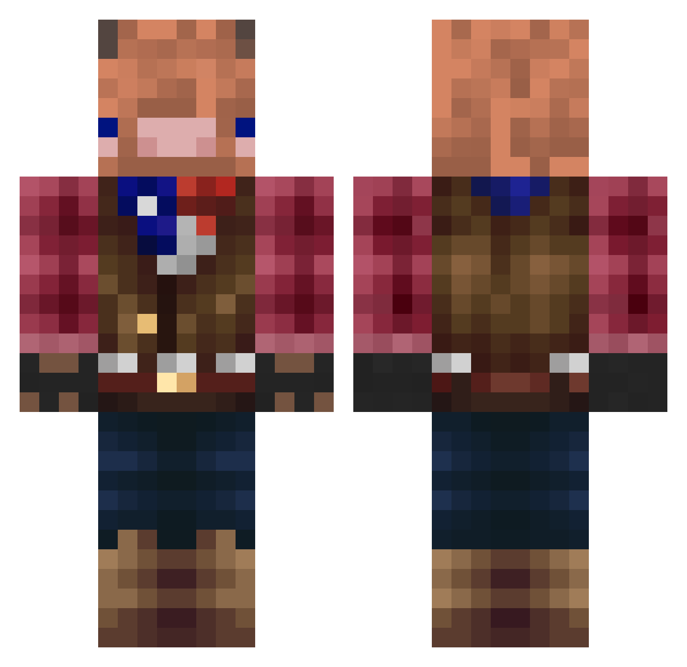 MaverickWho Minecraft skin, front and back view