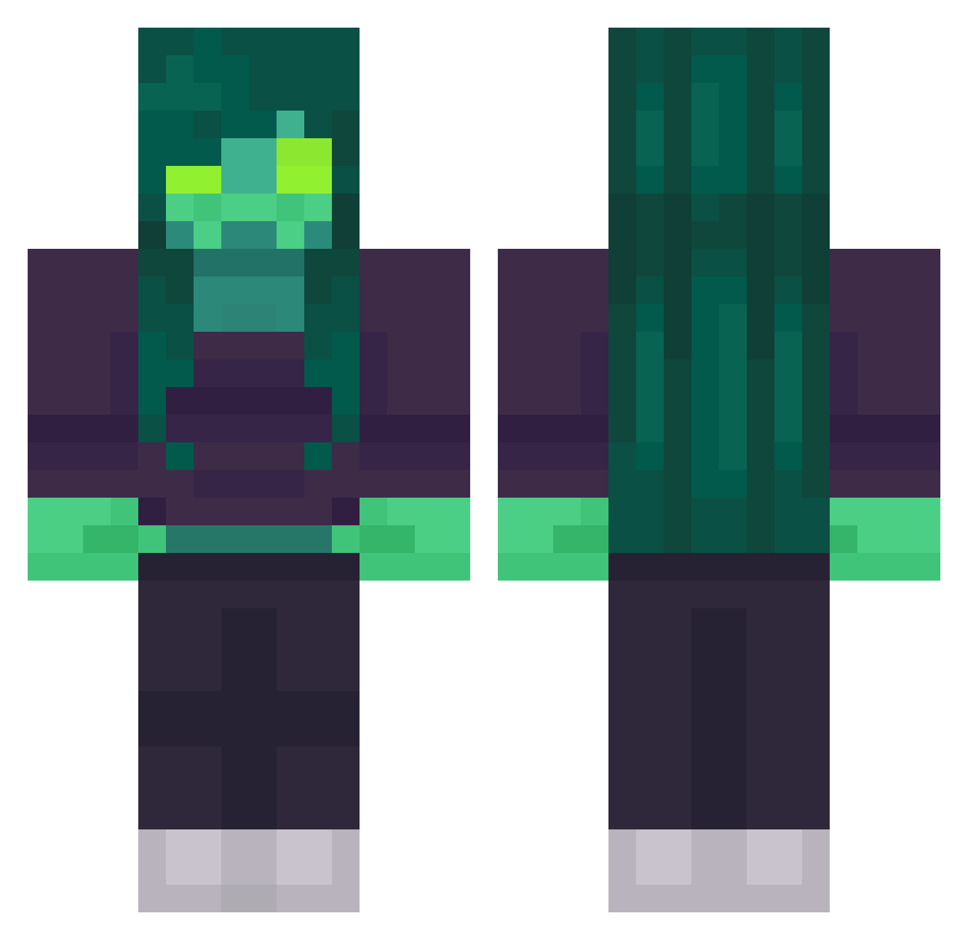 Webigail Minecraft skin, front and back view
