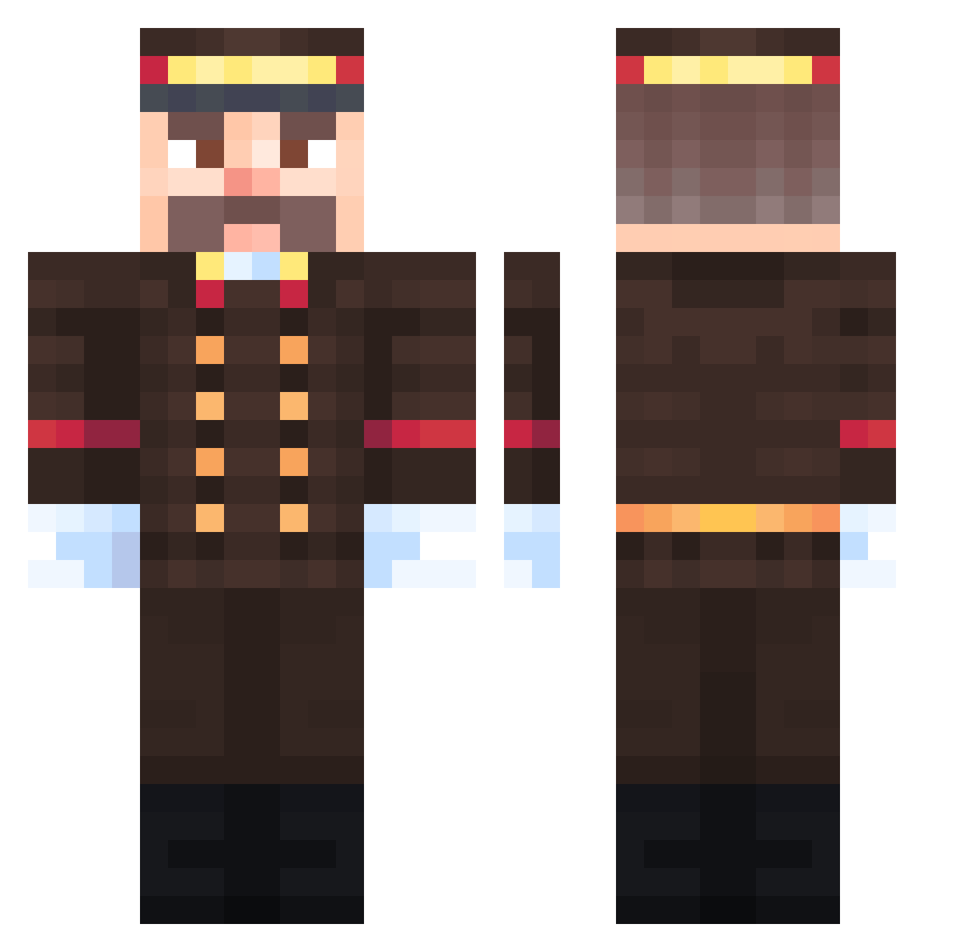 DefalIen Minecraft skin, front and back view