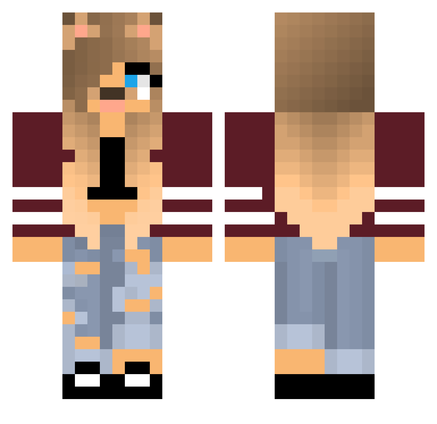 Mayha135 Minecraft skin, front and back view