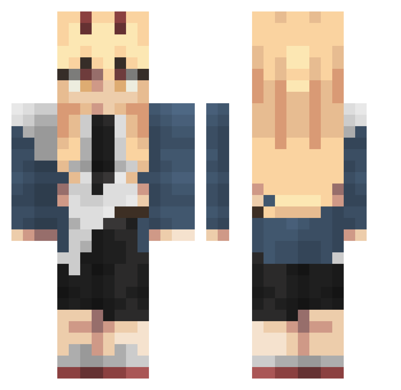 UsuDeku Minecraft skin, front and back view