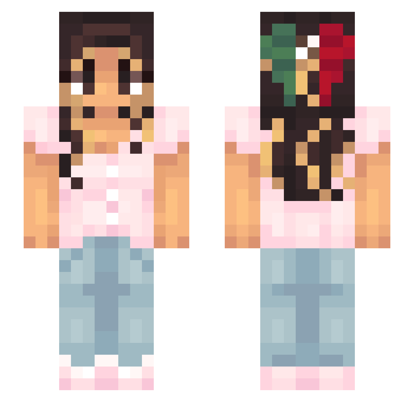 Yvette3xe Minecraft skin, front and back view