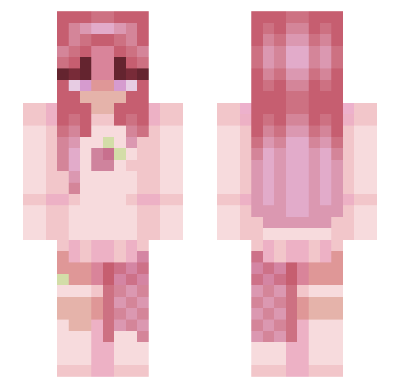 Raspberries Minecraft skin, front and back view